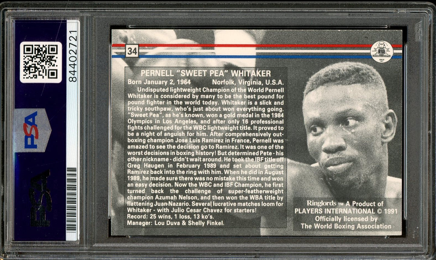 Pernell Whitaker Signed 1991 Player's International Ringlords Boxing Card #34- PSA/DNA Authentic - Rookie Card