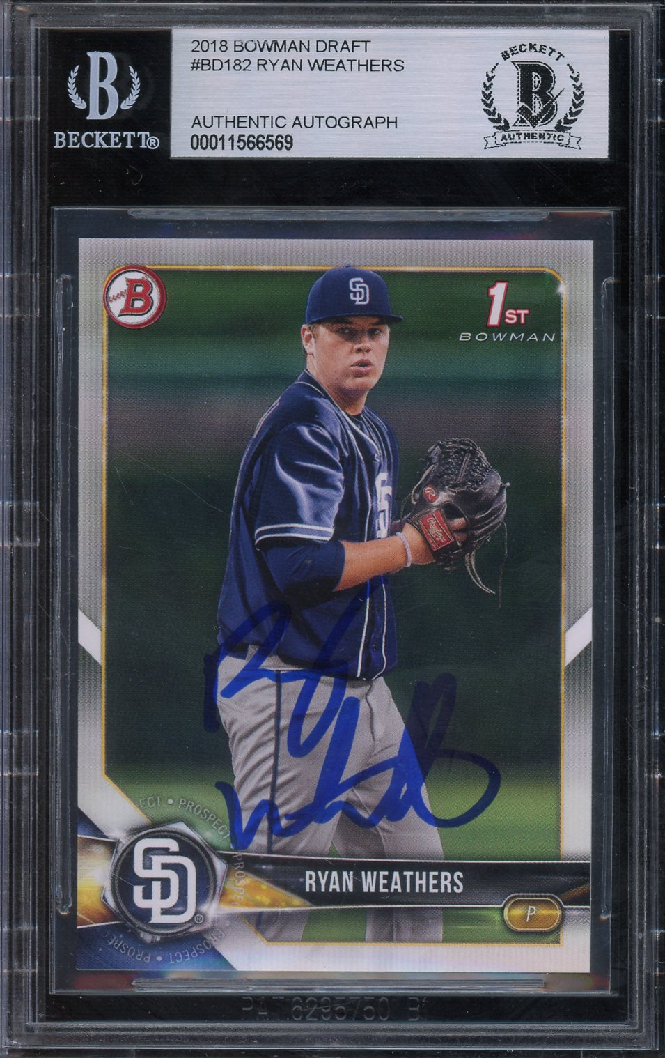 Ryan Weathers Signed 2018 Bowman Draft 1st Bowman #BD182 (BAS Authentic) - Rookie Card