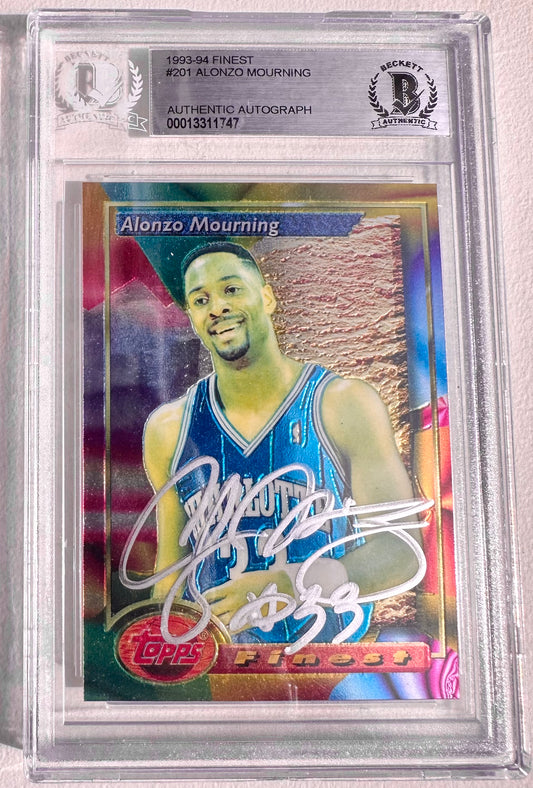 Alonzo Mourning Signed 1993-94 Topps Finest 201 (BGS)