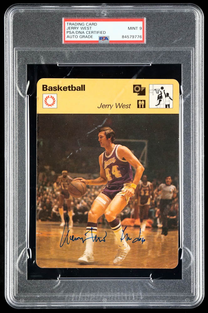 Jerry West Signed 1977-79 Sportscaster Series 8 #810 Inscribed "The Logo" (PSA) - Autograph Graded PSA 9