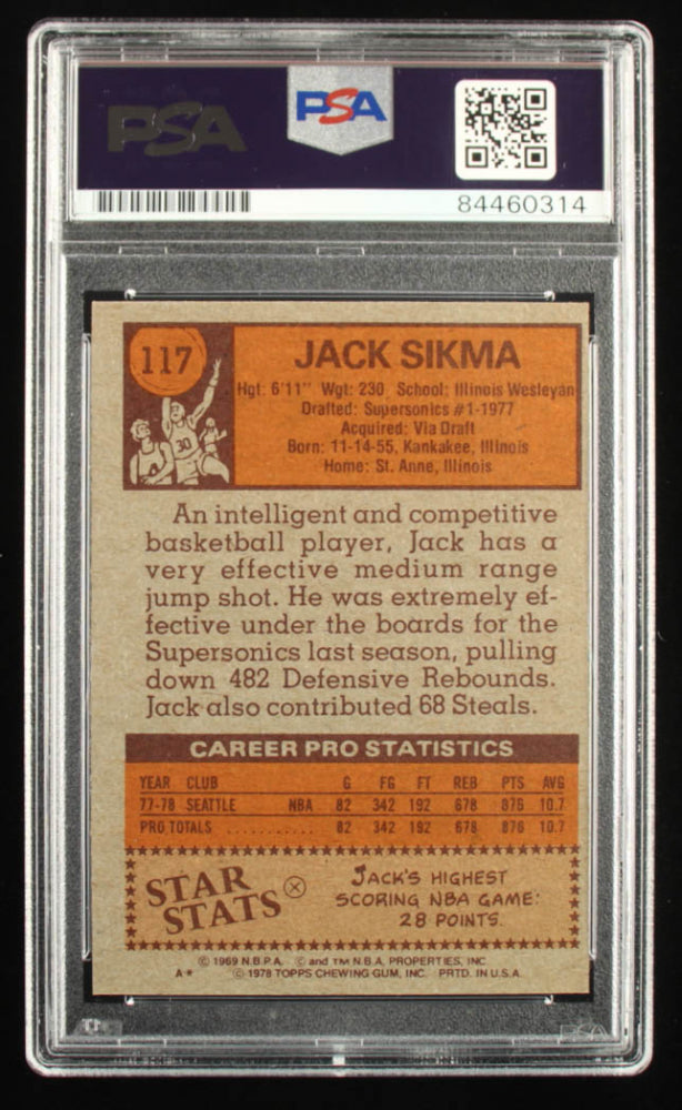 Jack Sikma Signed 1978-79 Topps #117 RC Inscribed "HOF 19" (PSA) - Rookie Card