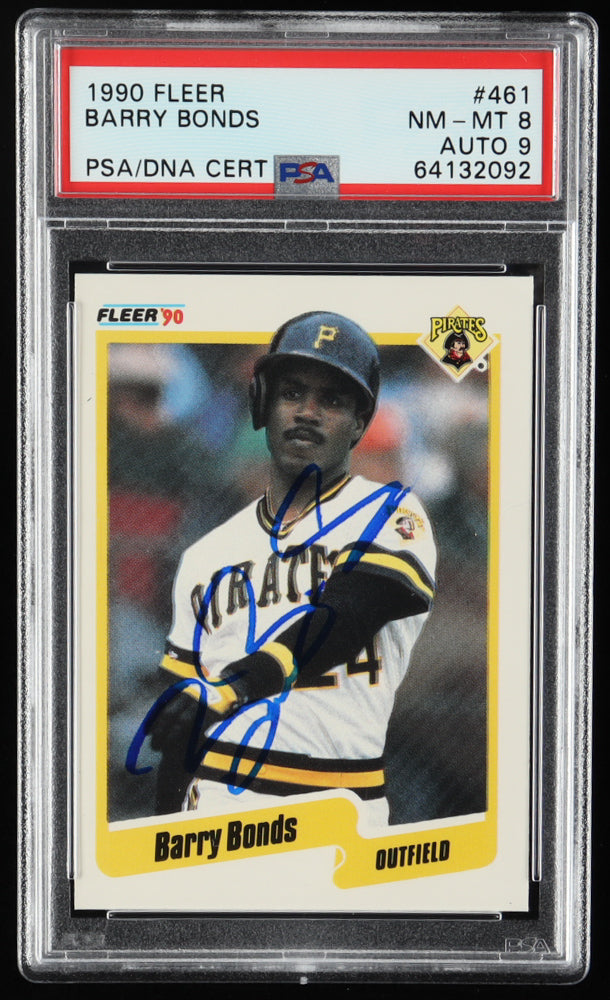 Barry Bonds Signed 1990 Fleer #461 (PSA 8) Autograph Graded PSA 9