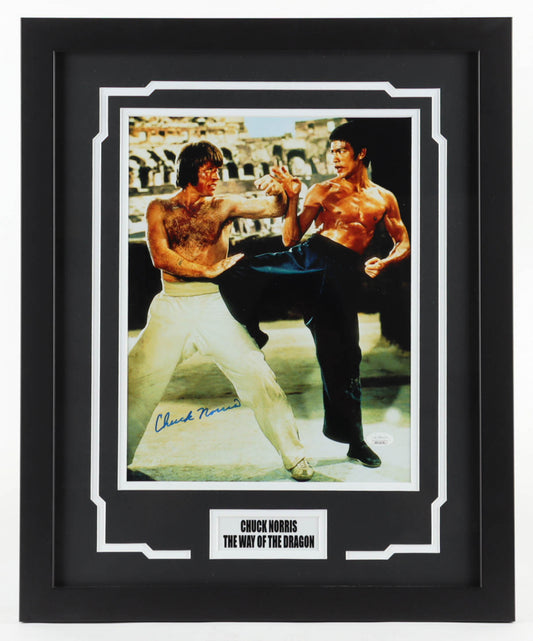 Chuck Norris Signed (JSA) "The Way of the Dragon" 18x22 Custom Framed Photo Display