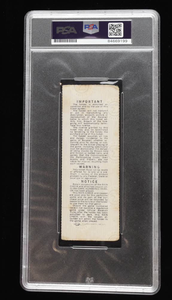 Johnny Bench Signed 1976 Game 2 World Series Ticket - Autograph Graded PSA 10