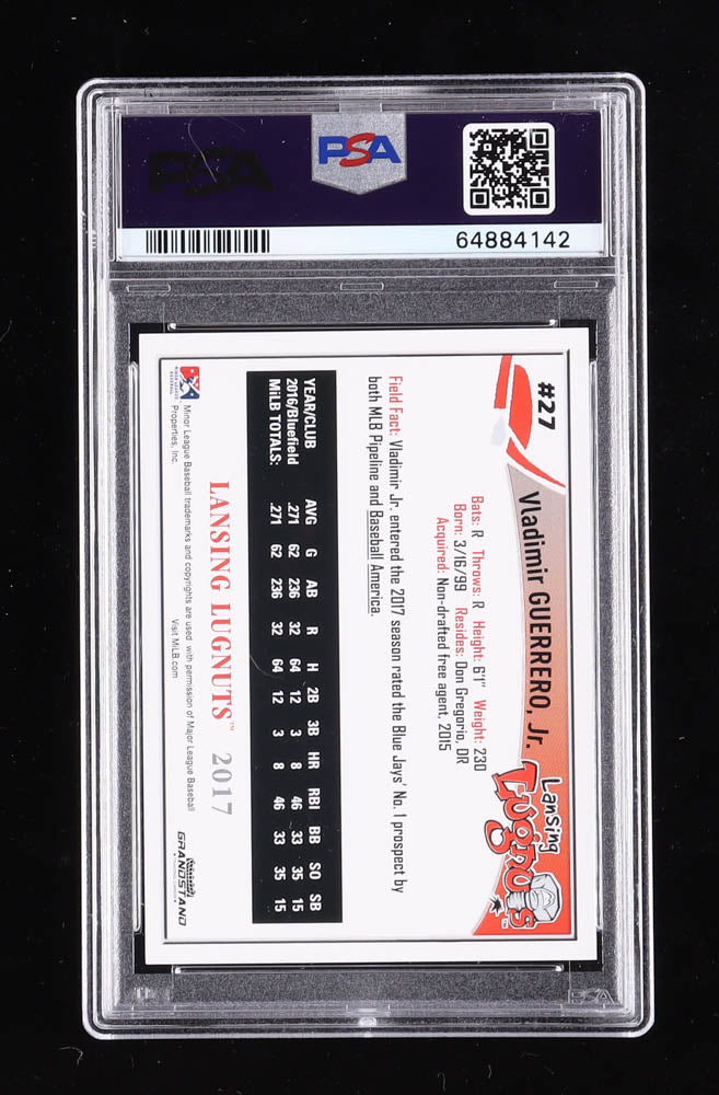 Vladimir Guerrero Jr. Signed 2017 Lansing Lugnuts Grandstand #8 RC - Rookie Card / Autograph Graded (PSA) 10