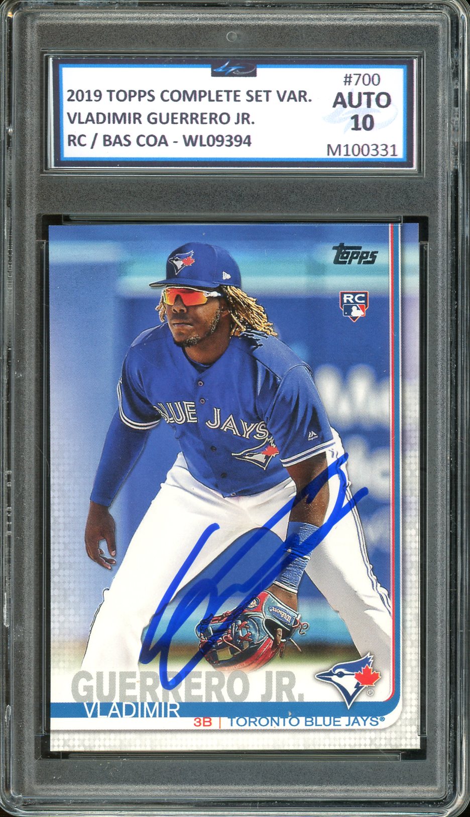 Vladimir Guerrero Jr. Signed 2019 Topps Complete Set Variation Rookie Card #700- Auto Graded 10 (Beckett/LTD)