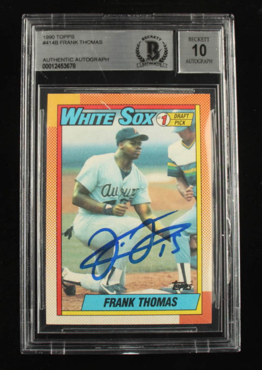 Frank Thomas Signed 1990 Topps #414B RC - Autograph Graded Beckett (BGS) 10 - Rookie Card