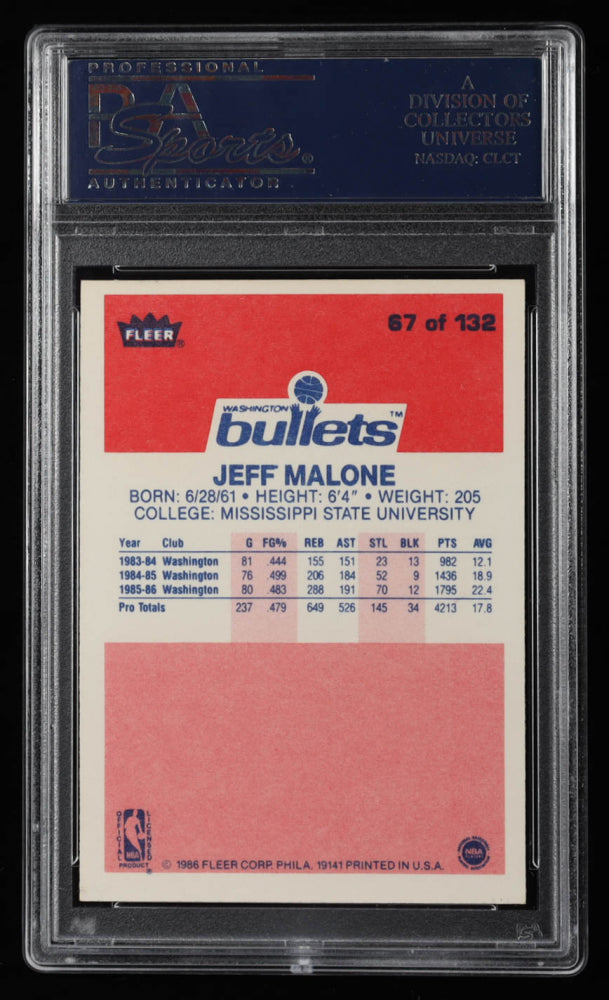 Jeff Malone Signed 1986-87 Fleer #67 RC Inscribed "2 Time All Star" (PSA) - Rookie Card