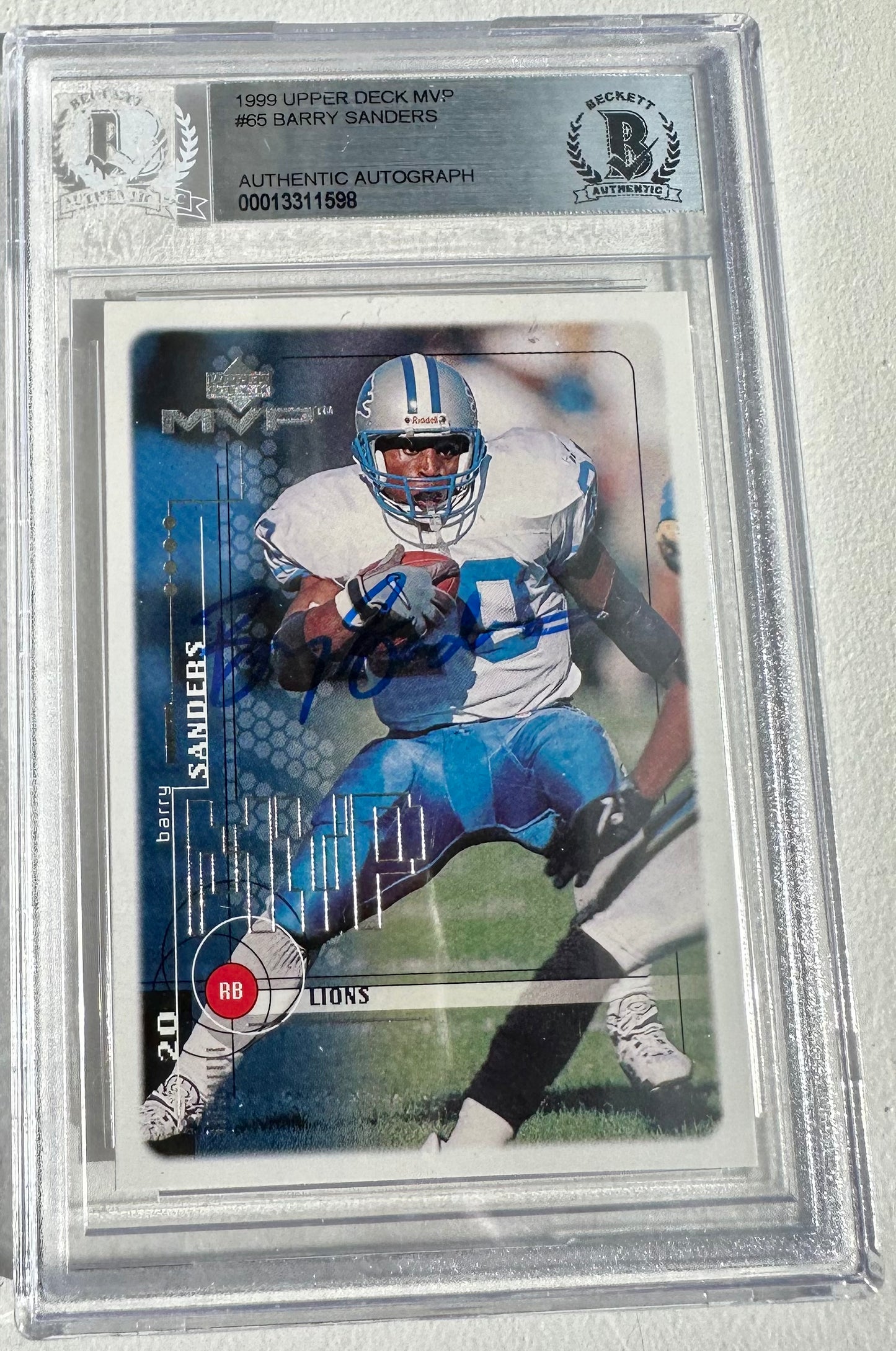 Barry Sanders Signed 1999 Upper Deck MVP #65 (BGS)