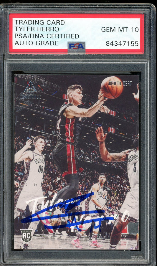 Tyler Herro Signed 2019-20 Panini Luminance Rookie Card #154 - Autograph graded PSA 10