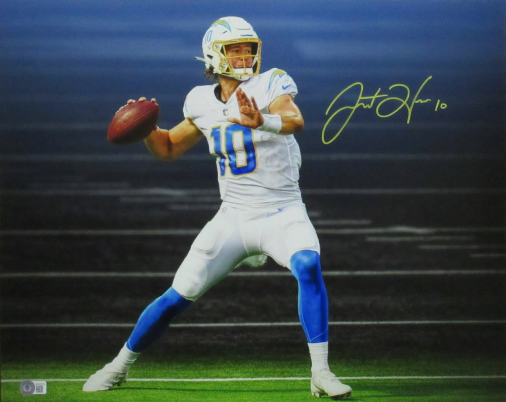 Justin Herbert Signed Chargers 16x20 Photo (Beckett)