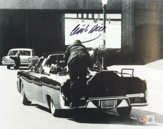 Clint Hill Signed 8x10 Photo (Beckett) - U.S. Secret Service agent at John F. Kennedy’s assassination in 1963