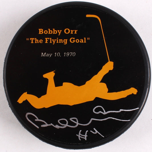 Bobby Orr Signed Bruins "The Flying Goal" Commemorative Puck (Orr) Official Bobby Orr Hologram & COA