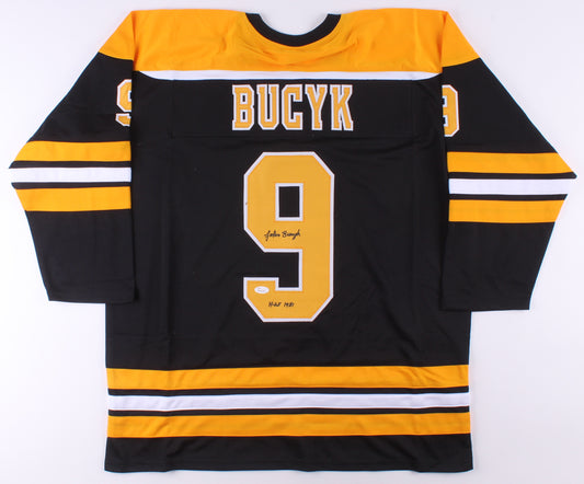 Johnny Bucyk Signed Jersey Inscribed "H.O.F. 1981" (JSA COA)