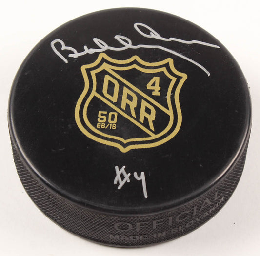 Bobby Orr Signed Official NHL Bruins 50th Anniversary Logo Puck (Orr) Official Bobby Orr Hologram & COA