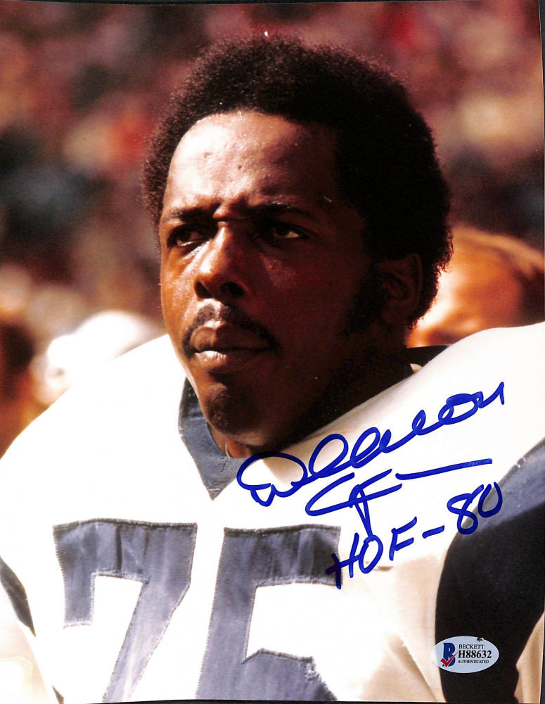 Deacon Jones Signed (Beckett) Rams 8x10 Photo Inscribed "HOF-80"