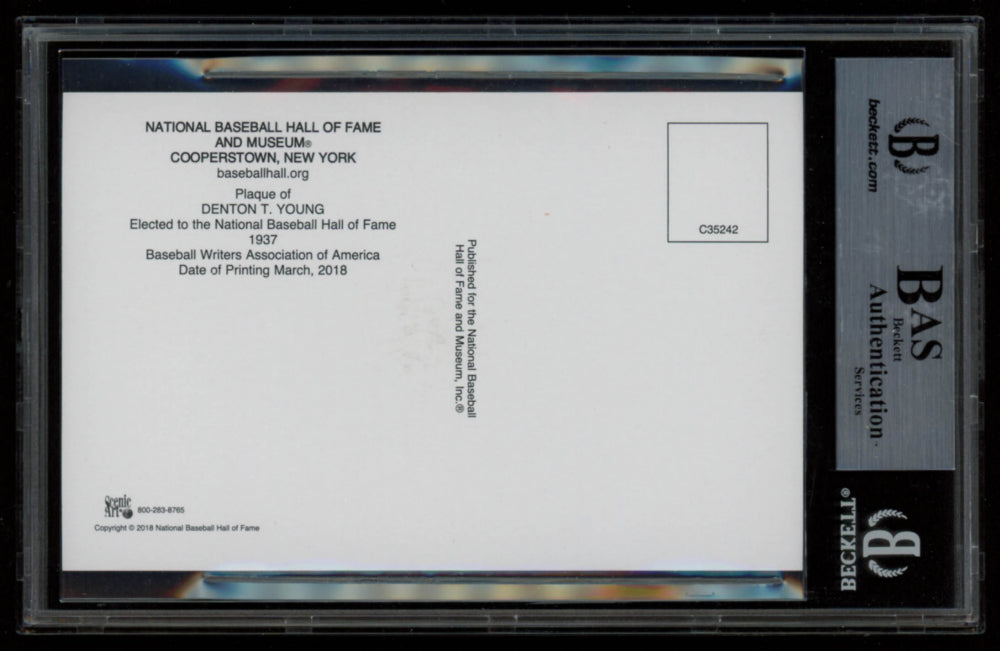 Cy Young Authentic Handwritten Word Gold Hall of Fame Postcard (BGS Encapsulated)