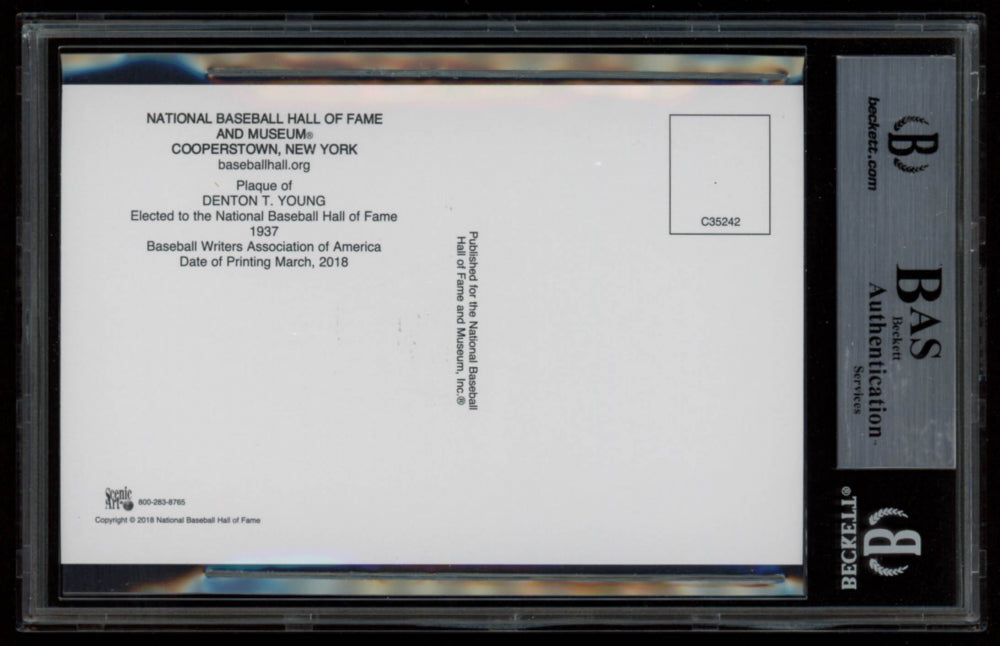 Cy Young Authentic Handwritten Word Gold Hall of Fame Postcard (BGS Encapsulated)
