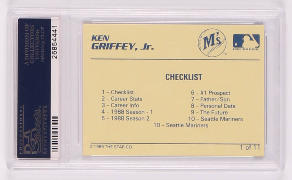 Ken Griffey Jr. Signed 1989 Star Griffey Jr. #1 Checklist (PSA) - Rookie Card