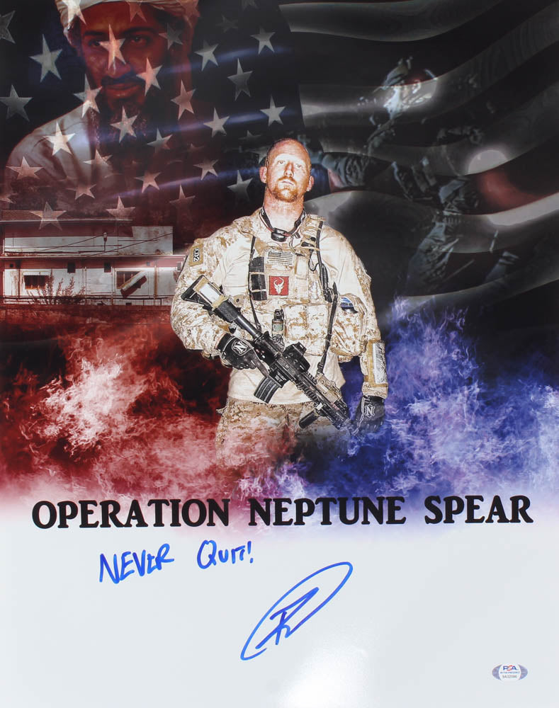 Robert J. O'Neill Signed (PSA) "Operation Neptune Spear" 16x20 Photo Inscribed "Never Quit!"