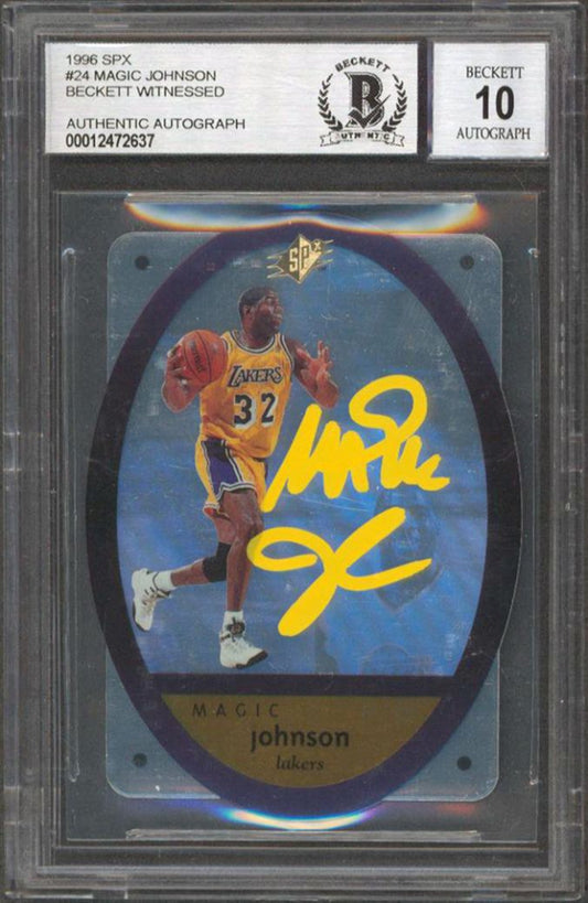 Magic Johnson Signed 1996 SPx #24 - Autograph Graded BGS 10