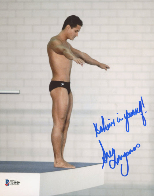 Greg Louganis Signed (Beckett COA) Team USA 8x10 Photo Inscribed "Believe In Yourself!"