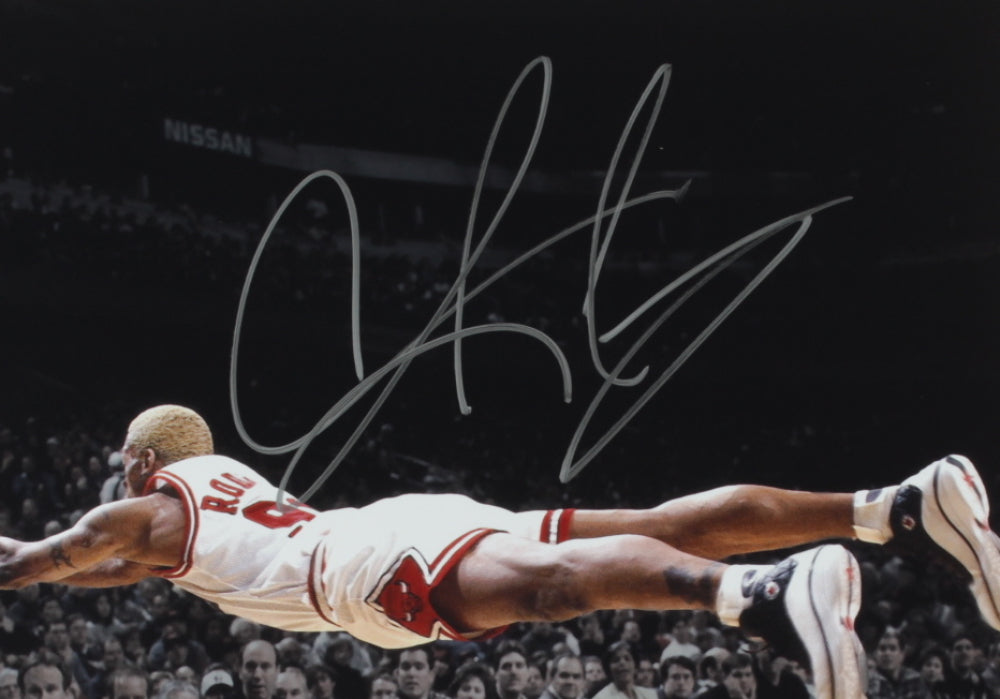 Dennis Rodman Signed Bulls 16x20 Photo (Beckett COA)