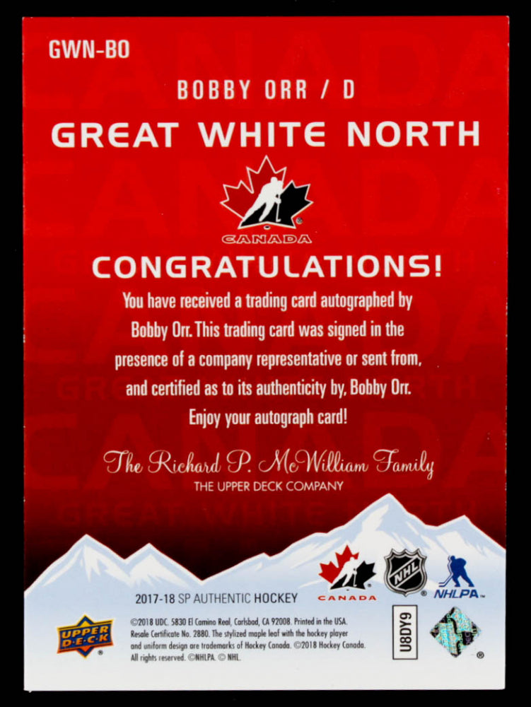 Bobby Orr 2017-18 SP Authentic Great White North Signatures #GWNBO