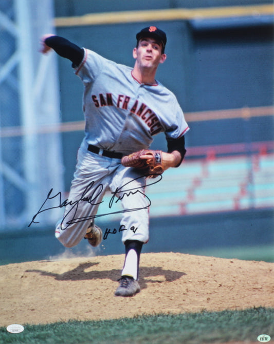 Gaylord Perry Signed (JSA COA) Giants 16x20 Photo Inscribed "HOF 91"