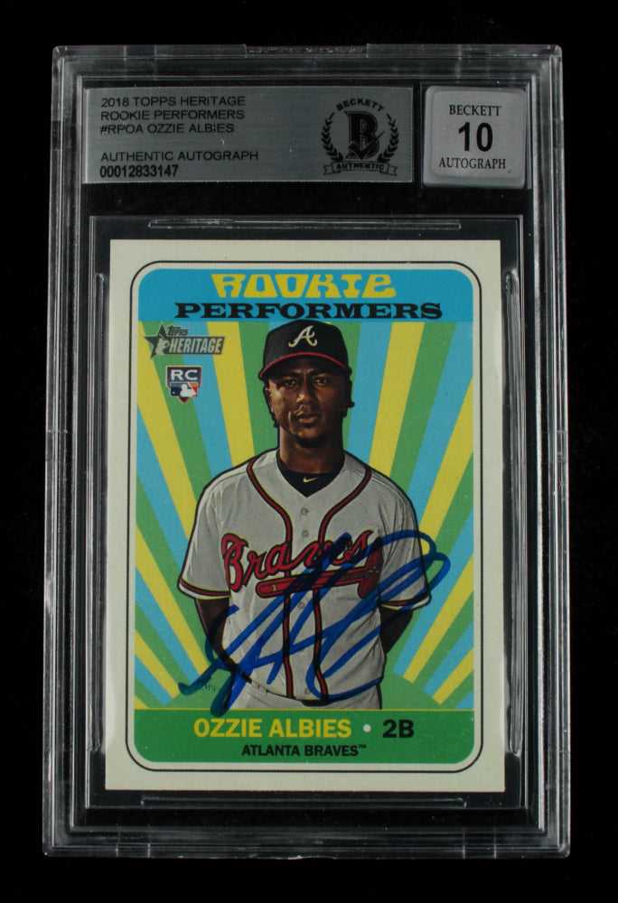 Ozzie Albies Signed 2018 Topps Heritage Rookie Performers #RPOA (BGS Encapsulated) Autograph Graded Beckett 10 - Rookie Card