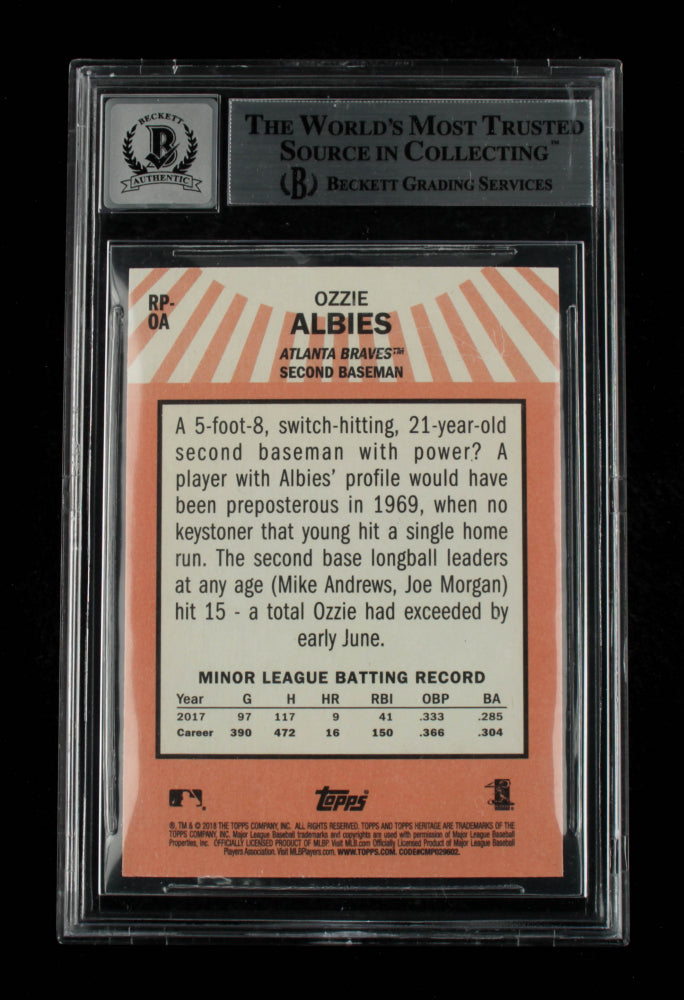 Ozzie Albies Signed 2018 Topps Heritage Rookie Performers #RPOA (BGS Encapsulated) Autograph Graded Beckett 10 - Rookie Card