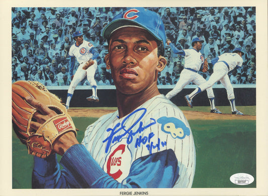 Fergie Jenkins Signed Cubs 8x10 Photo Inscribed "HOF 7/21/91" (JSA COA)