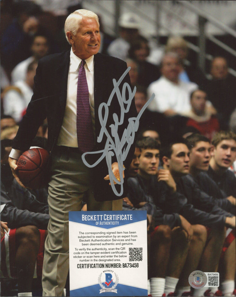 Lute Olson Signed Arizona Wildcats 8x10 Photo (Beckett COA)