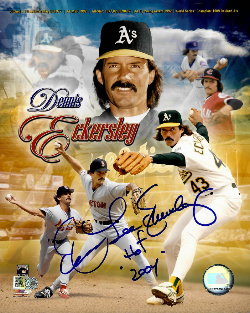 Dennis Eckersley Signed Athletics 8x10 Photo Inscribed "HOF 2004" (AIV COA)