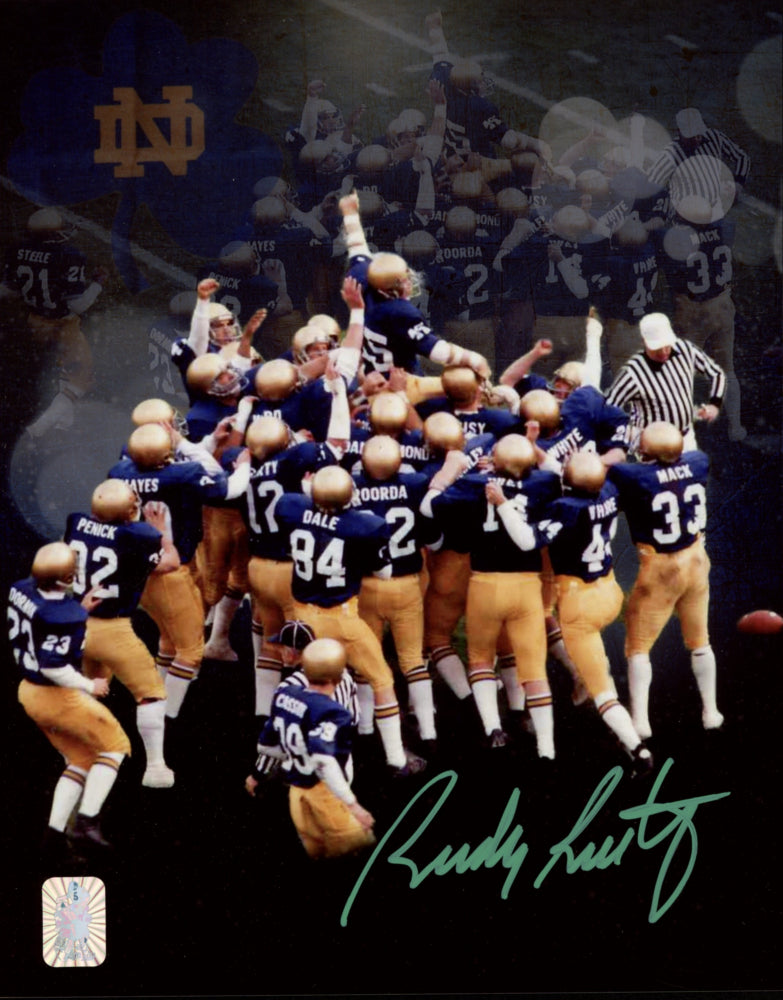 Rudy Ruettiger Signed Notre Dame Fighting Irish 8x10 Photo - Official Rudy Ruettiger Hologram