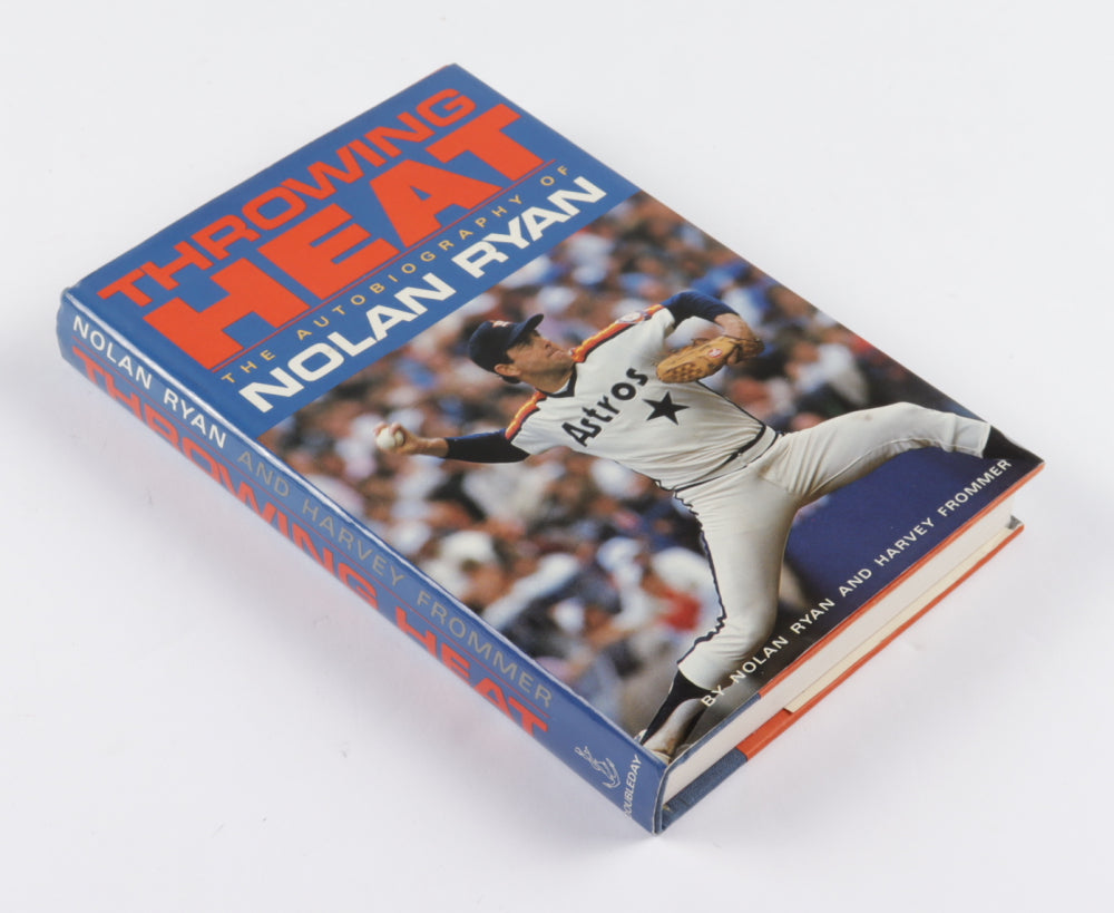 Nolan Ryan Signed (JSA COA) "Throwing Heat: The Autobiography Of Nolan Ryan" Hardcover Book