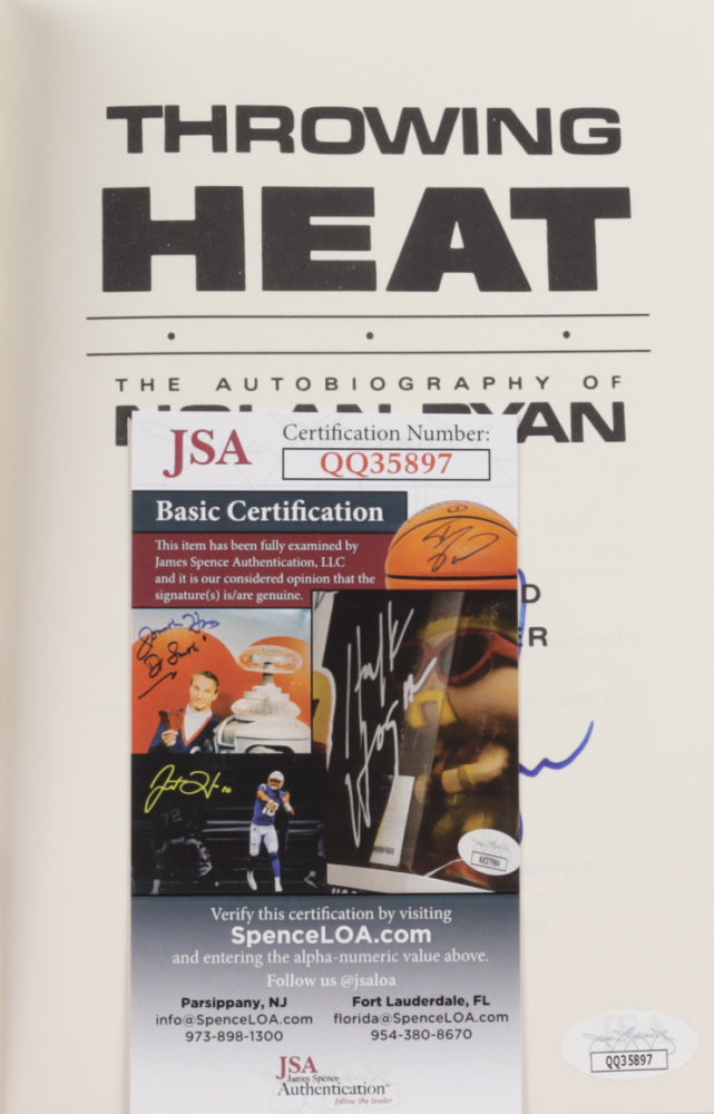 Nolan Ryan Signed (JSA COA) "Throwing Heat: The Autobiography Of Nolan Ryan" Hardcover Book