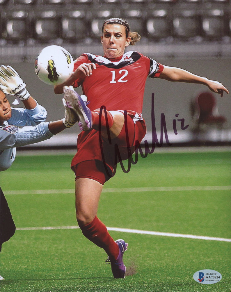 Christine Sinclair Signed Team Canada 8x10 Photo (Beckett COA)