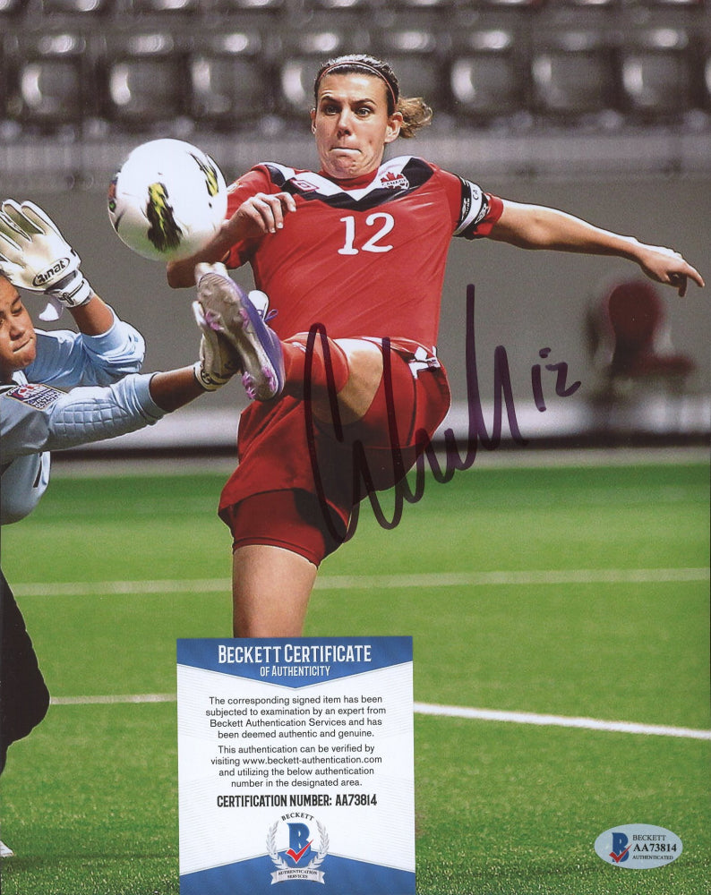 Christine Sinclair Signed Team Canada 8x10 Photo (Beckett COA)