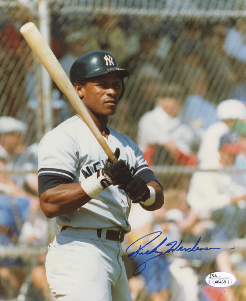 Rickey Henderson Signed Yankees 8x10 Photo (JSA COA)