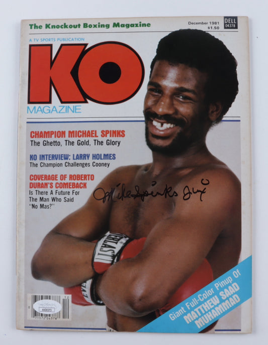 Mike Spinks Signed 1981 KO Magazine Inscribed "Jinx" (JSA COA)