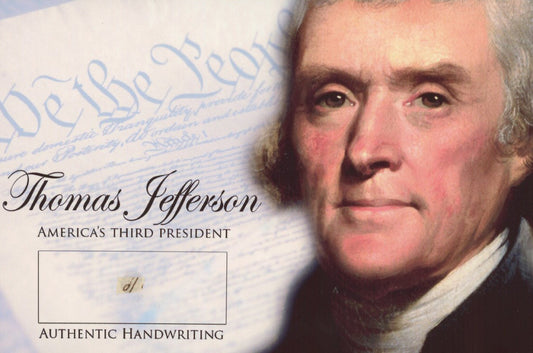 Thomas Jefferson 4x6 Photo With Authentic (JSA LOA) Hand-Written Word Cut - 3rd President of the United States of America