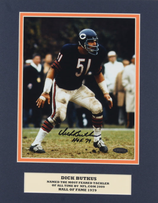 Dick Butkus Signed Bears 11x14 Custom Matted Photo Display (TriStar Hologram)