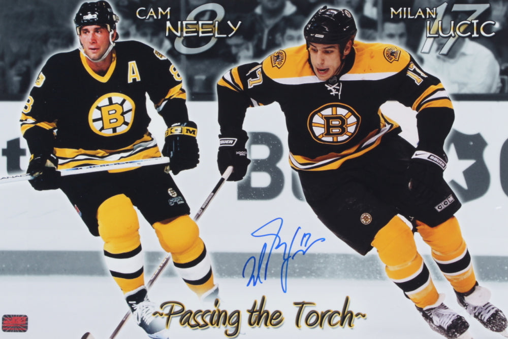 Milan Lucic Signed Bruins 12x18 Photo (YSMS COA)