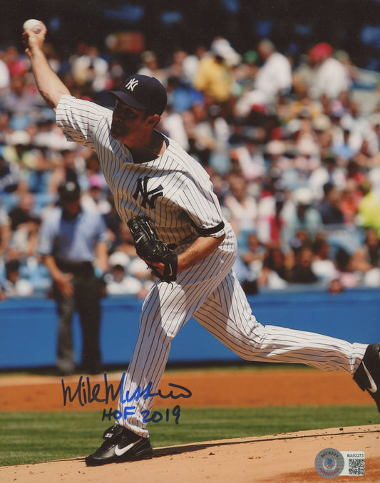 Mike Mussina Signed (Beckett COA) Yankees 8x10 Photo Inscribed "HOF 2019"