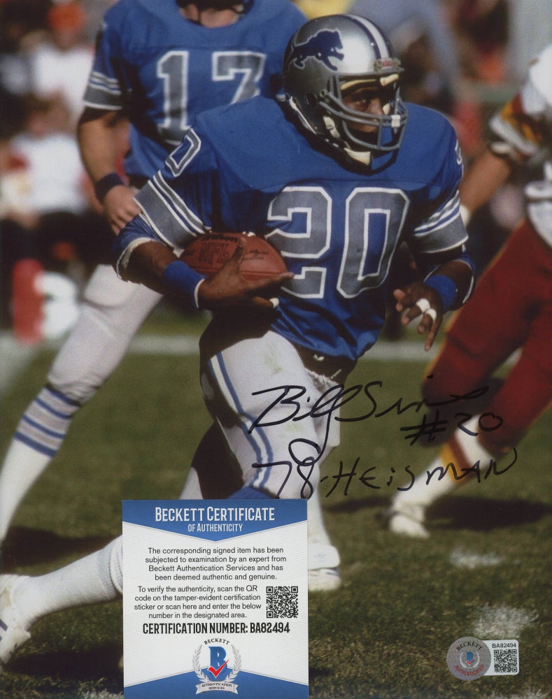 Billy Sims Signed 8x10 Photo Inscribed "78 Heisman" (Beckett COA)