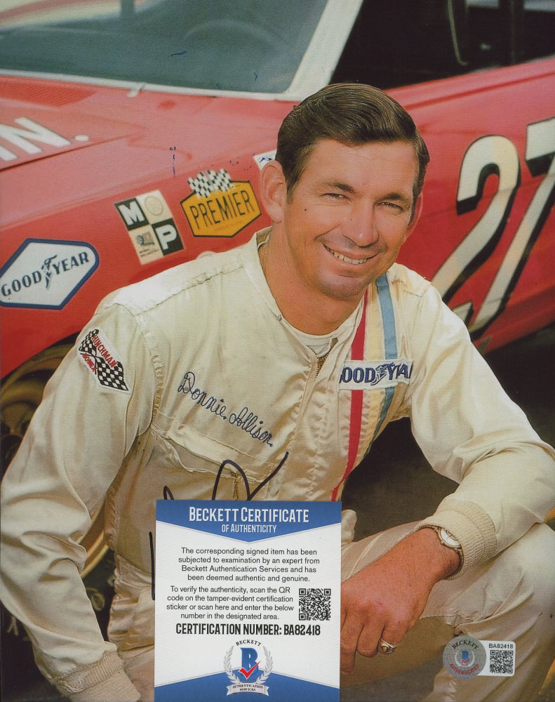 Donnie Allison Signed NASCAR 8x10 Photo (Beckett COA)