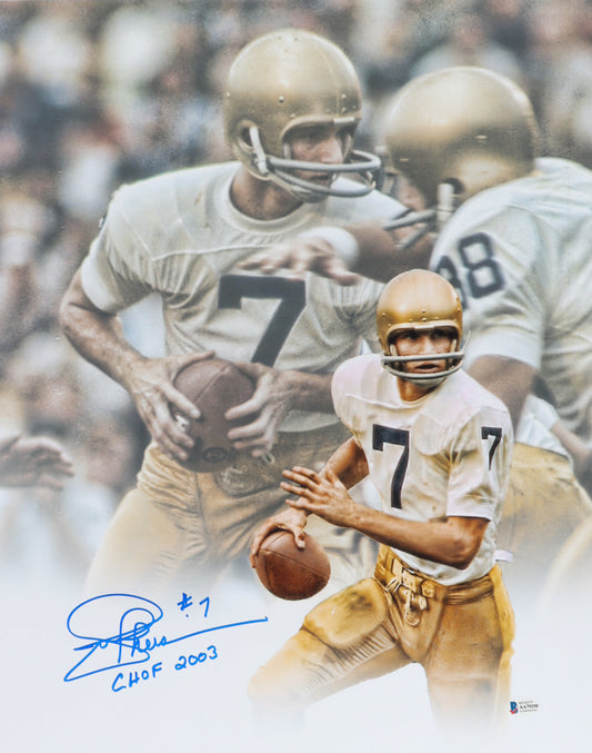 Joe Theismann Signed (Beckett COA) Notre Dame Fighting Irish 16x20 Photo Inscribed "CHOF 2003"