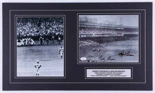Ralph Branca & Bobby Thomson Signed (JSA COA) 14x24 Custom Matted Photo Display