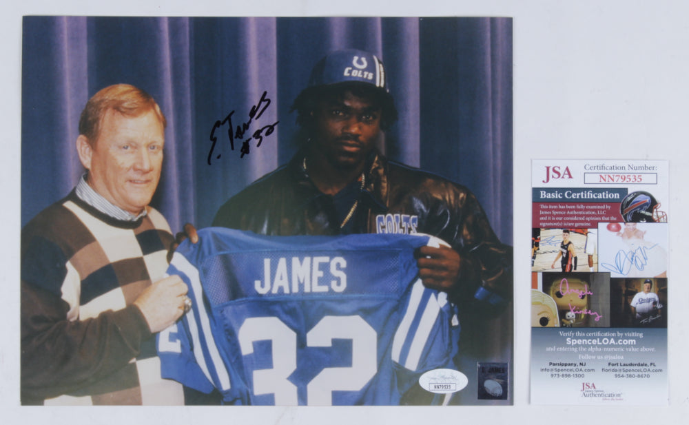 Edgerrin James Signed Colts 8x10 Photo (JSA COA & James Hologram)